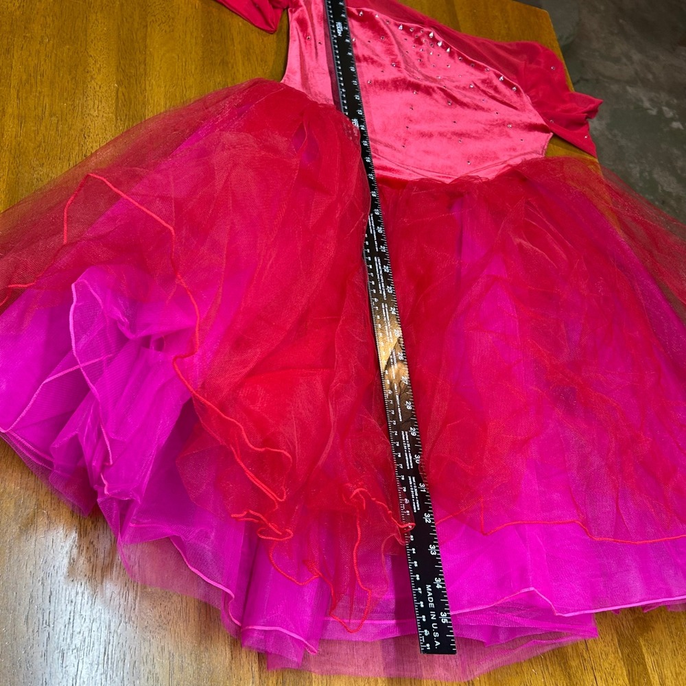 Weissman Red Velvet Rhinestone Mesh Tulle Dance Costume 13142 Womens MA - Picture 8 of 8